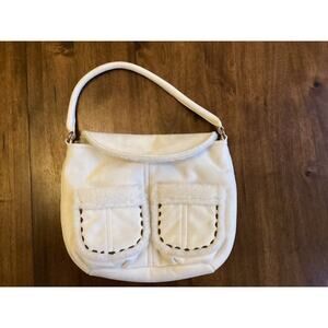 Vintage Y2K GAP Shearling Faux Suede Winter White Shoulder Hobo Bag Purse